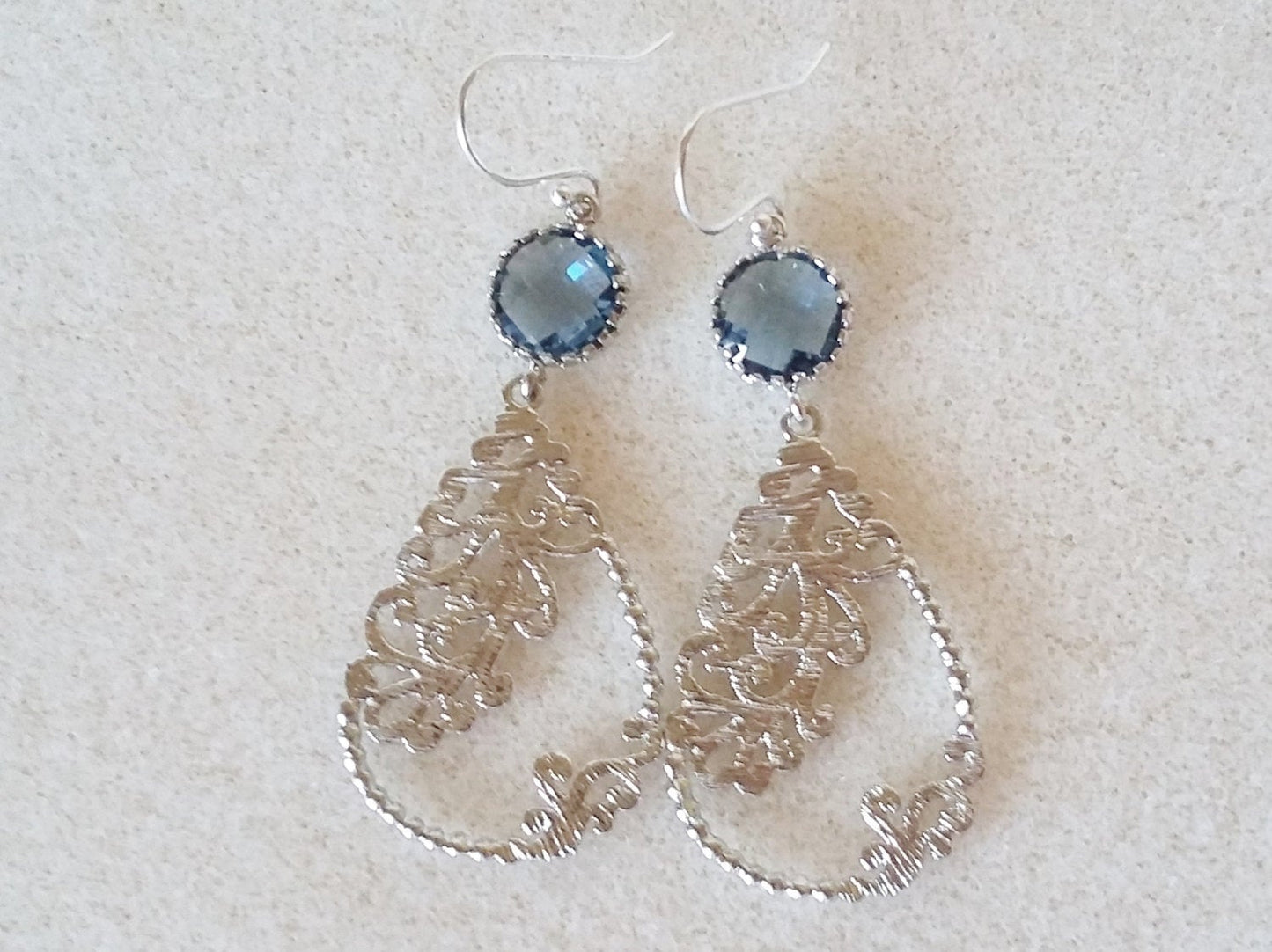 Grey Earrings - Charcoal Gray Earrings - Chandelier Earrings - Silver Earrings - Ruby Earrings - Grey Earrings - Valentines Day