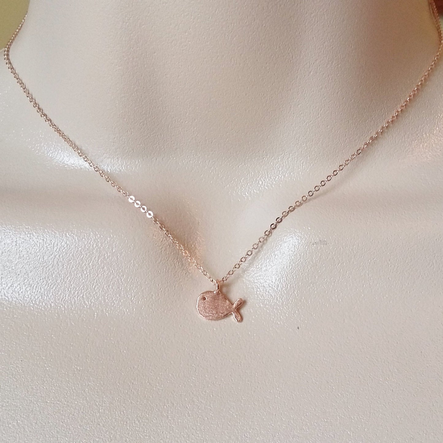 Fish Necklace, Rose Gold Fish Necklace, Tiny Rose Gold Fish Necklace, Rose Gold Filled Necklace, Animal Jewelry, Nautical Necklace, Gifts