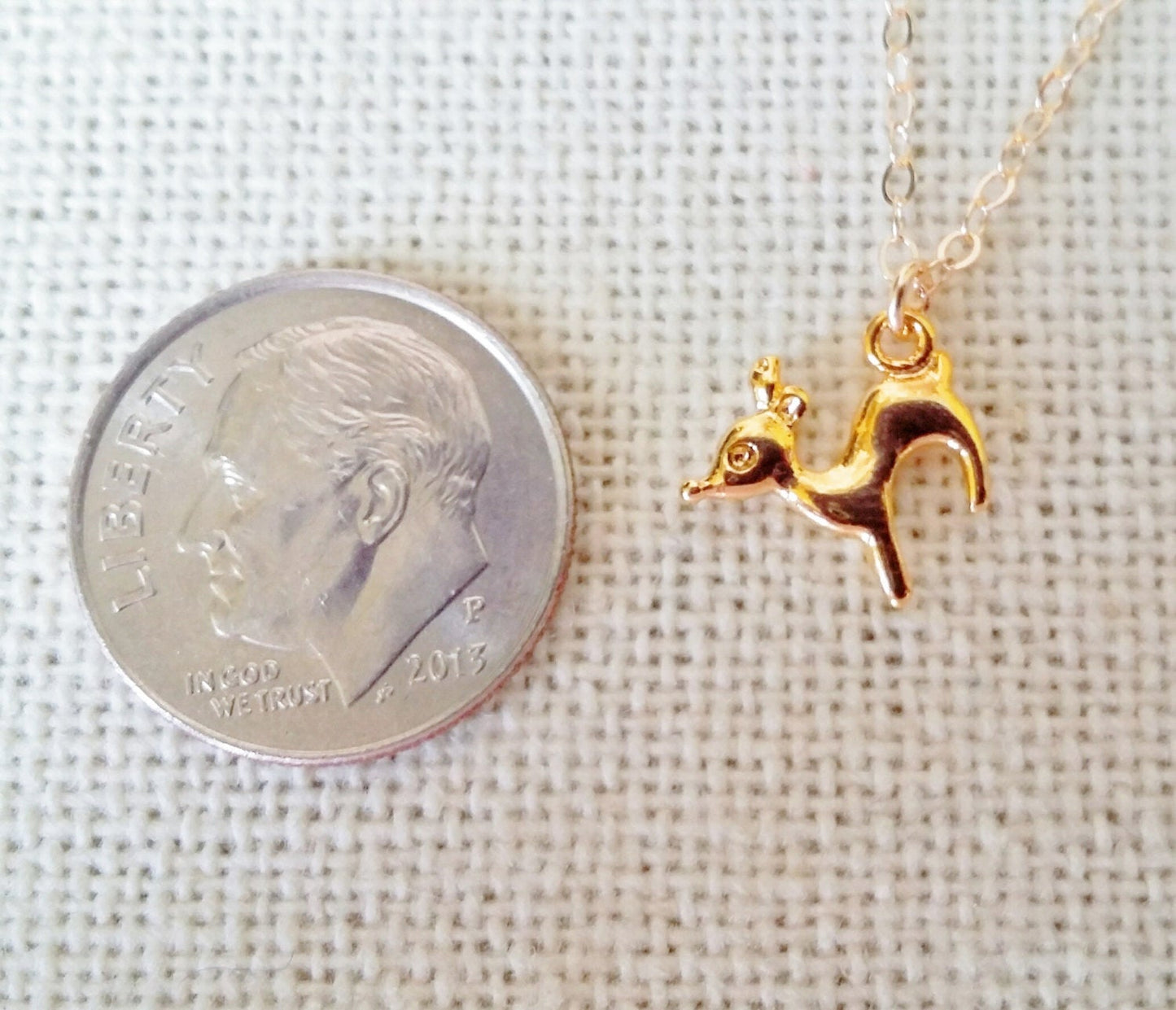 Deer Necklace - Gold Deer Necklace - Tiny Deer Necklace - Tiny Gold Deer Necklace - Bridal Gifts - Christmas Gifts - Animal Jewelry