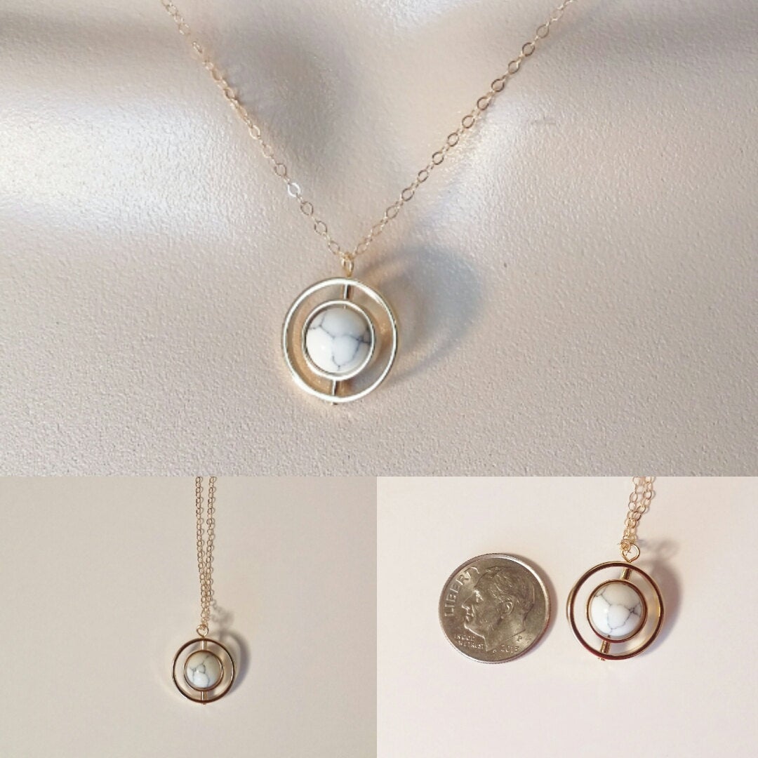 White Necklace, Howlite Necklace, Gold and Howlite Necklace, Gold Filled Necklace, Tiny Necklace, Gift Ideas for Her, Valentines Day Gift