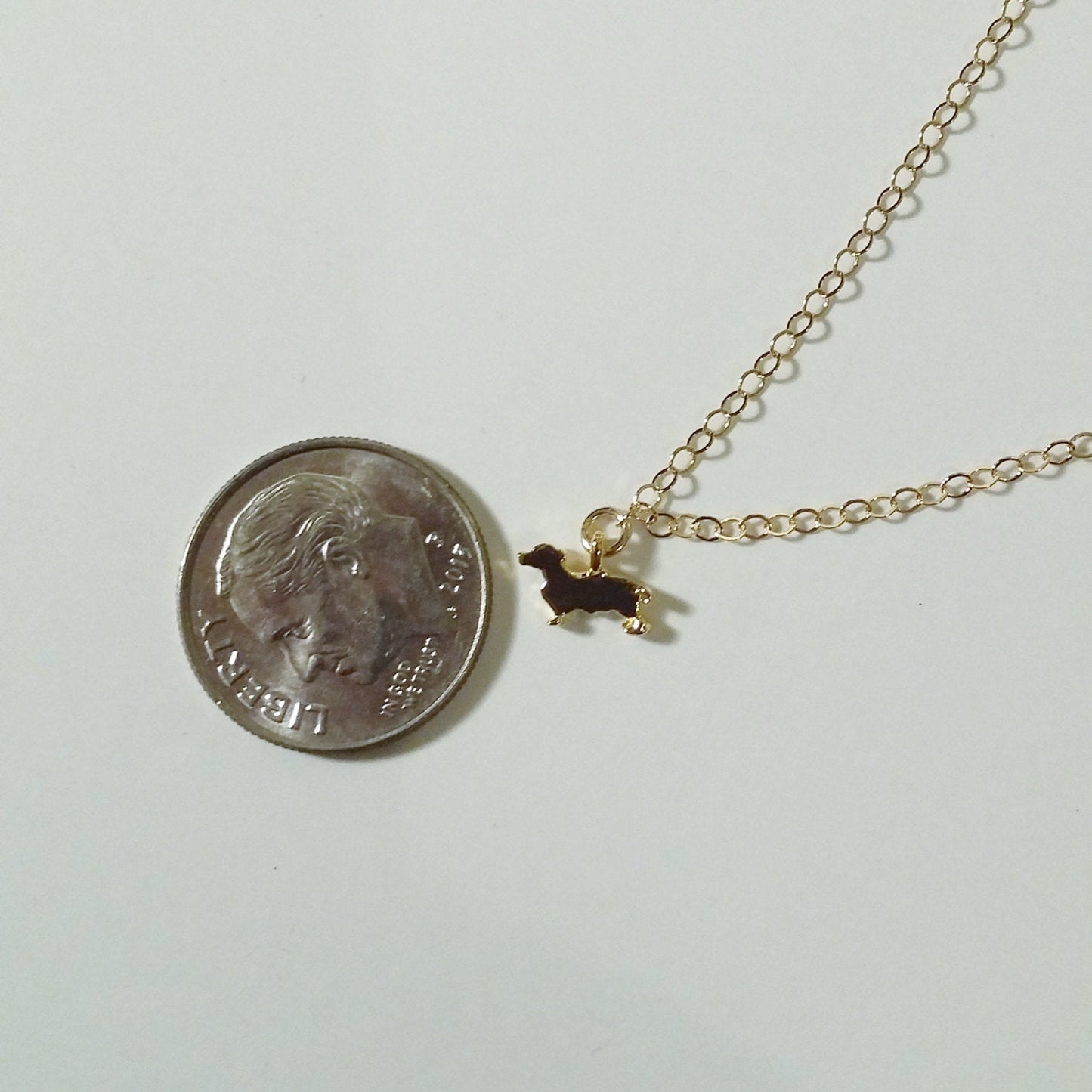 Daschund Necklace, Gold Doxie Necklace - Teenie Tiny Gold Dog Necklace, Gold Filled Necklace, Animal Jewelry, Christmas Gift, Gifts for Her