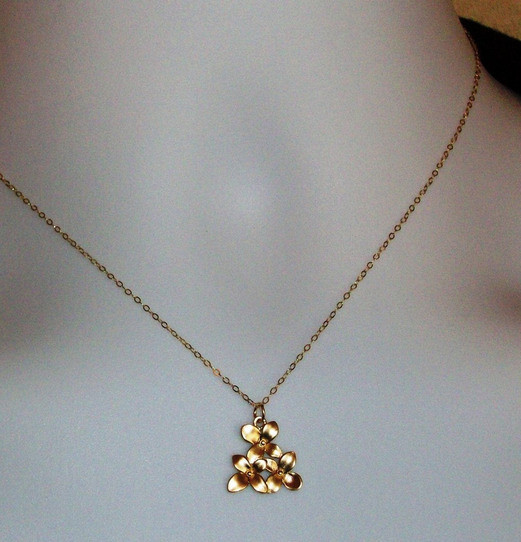 Flower Necklace - Gold Flower Necklace, gold, yellow, Gold Flower Cluster Necklace, Valentines Day, Bridesmaid Gifts, Weddings
