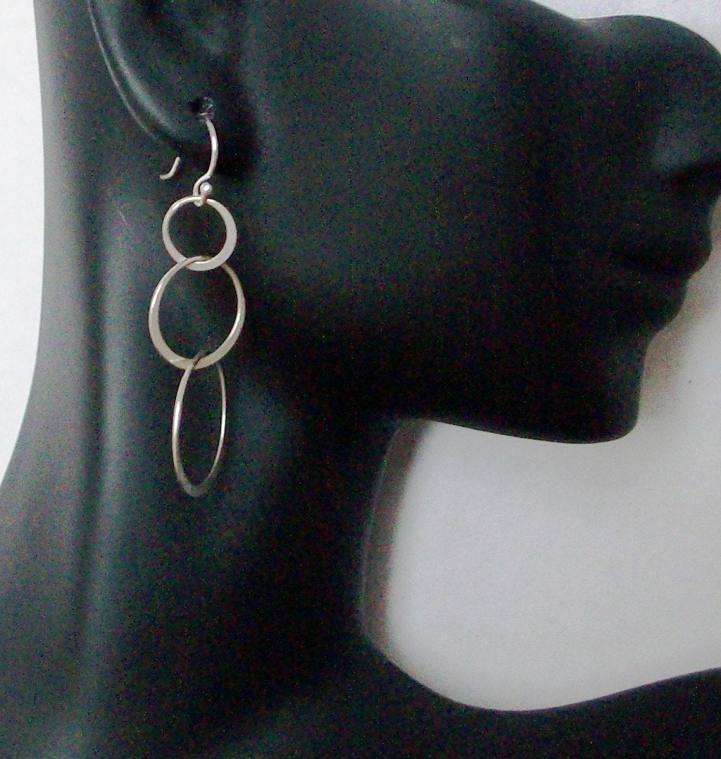 Eternity Earrings - Sterling Silver Eternity Circle Earrings, Valentines Day, bridesmaid gifts, wedding, grey, whit