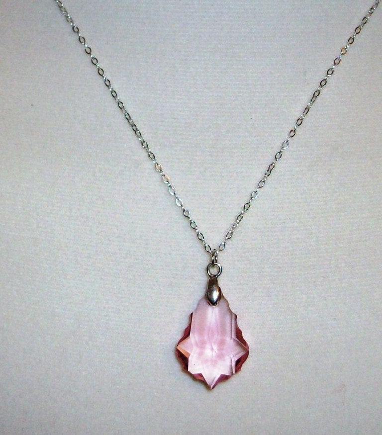 Baroque Necklace - Rose Swarovski Baroque Pendant Necklace, Sterling Silver Necklace, bridesmaid gifts, weddings, grey,silver,white