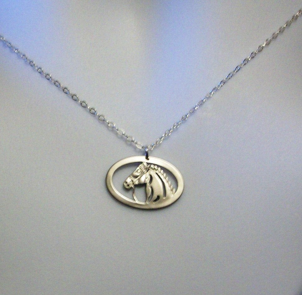 Silver Horse Necklace - Horse Pendant Necklace - Sterling Silver Necklace - Horse Necklace - Rodeo
