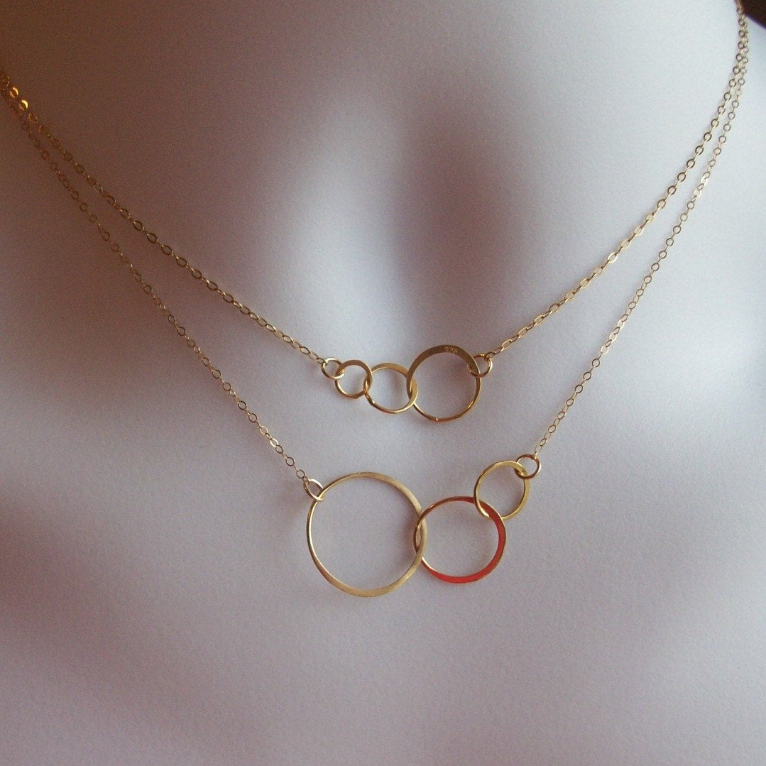 Eternity Necklace - Tiny Gold Eternity Necklace - Triple Eternity Circles Necklace Necklace - Gold Filled Eternity Ring Necklace