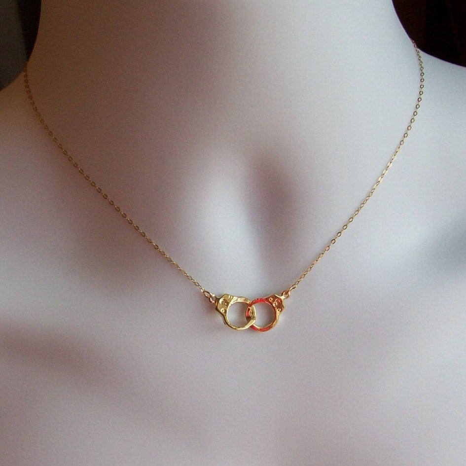 Gold Handcuff Lariat Necklace, Handcuff Pendant Necklace, Lariat Necklace, Handcuff Steampunk Necklace, Police, Christmas Gift, Gift Ideas