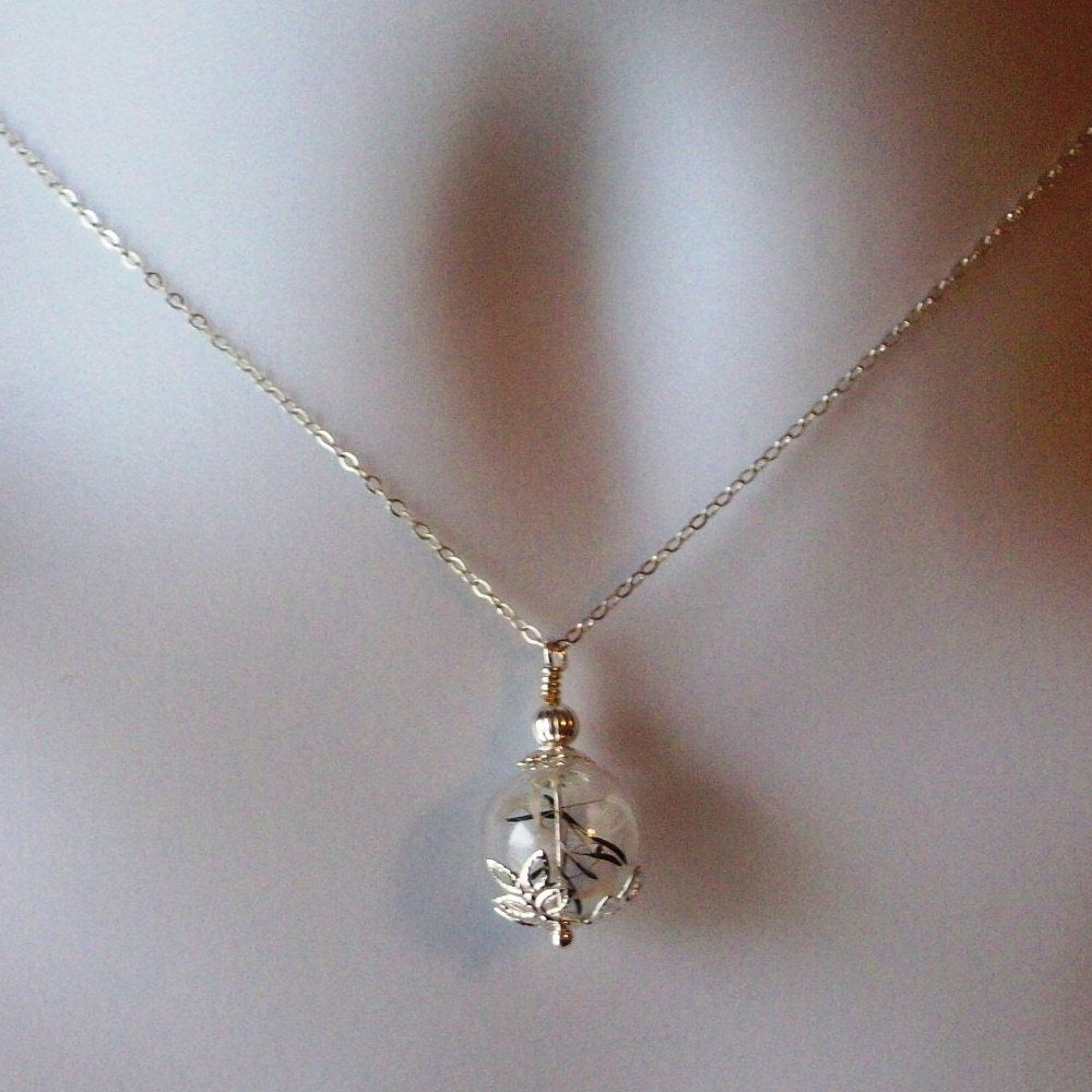 Set of 5 - Wish Necklace - Silver Dandelion Necklace - Dandelion Seed Necklace - Sterling Silver Necklace, Bridal Gifts, Christmas Gifts