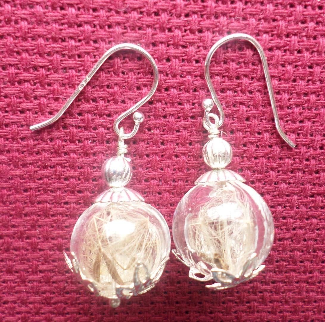Wish Earrings - Silver Dandelion Earrings - Dandelion Seed Earrings - Sterling Silver Earrings, Bridal Gifts, Christmas Gifts