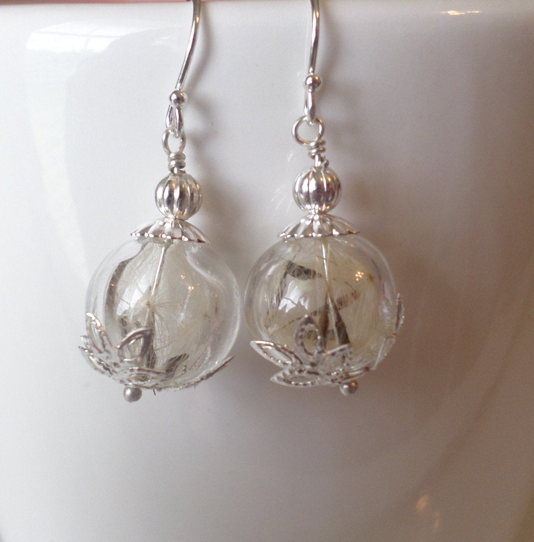 Wish Earrings - Silver Dandelion Earrings - Dandelion Seed Earrings - Sterling Silver Earrings, Bridal Gifts, Christmas Gifts