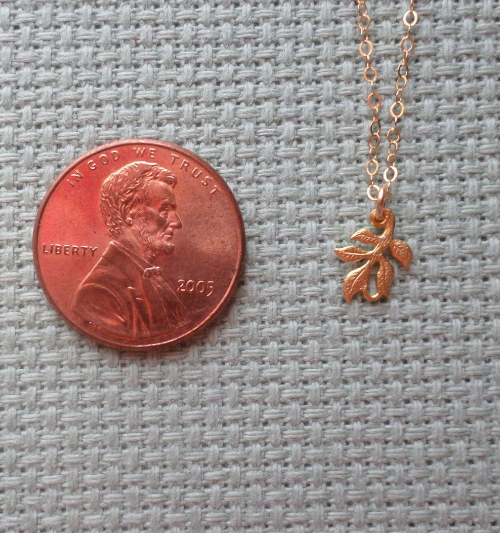 Tiny Gold Leaf Necklace - Gold Leaf Necklace - Leafy Necklace, Gold Filled Necklace, bridesmaid gifts, yellow, Wedding, Christmas Gift