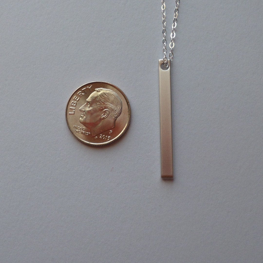 Bar Necklace - Silver Bar Necklace - Sterling Silver and Rhodium Plated Necklace - Sterling Necklace - Mothers Day Gift
