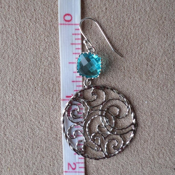 Aqua and Silver Drop Earrings - Aqua Earrings - Blue and Silver Earrings - Birthstone Jewelry - Mothers Day Gift