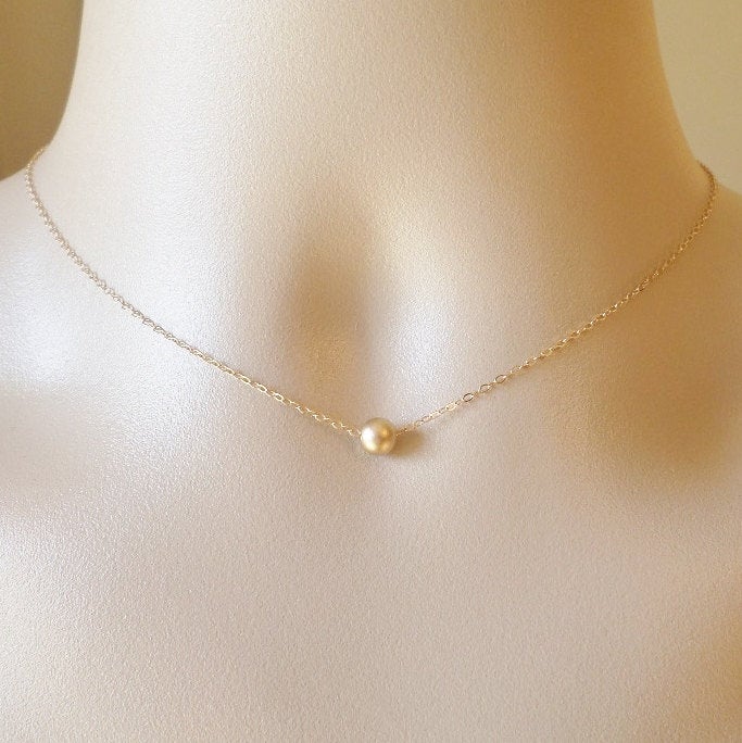 Tiny Gold Necklace - Round Gold Bead Necklace - Seamless Gold Bead Necklace - Smooth Gold Bead Necklace - Mothers Day Gift - Christmas Gift