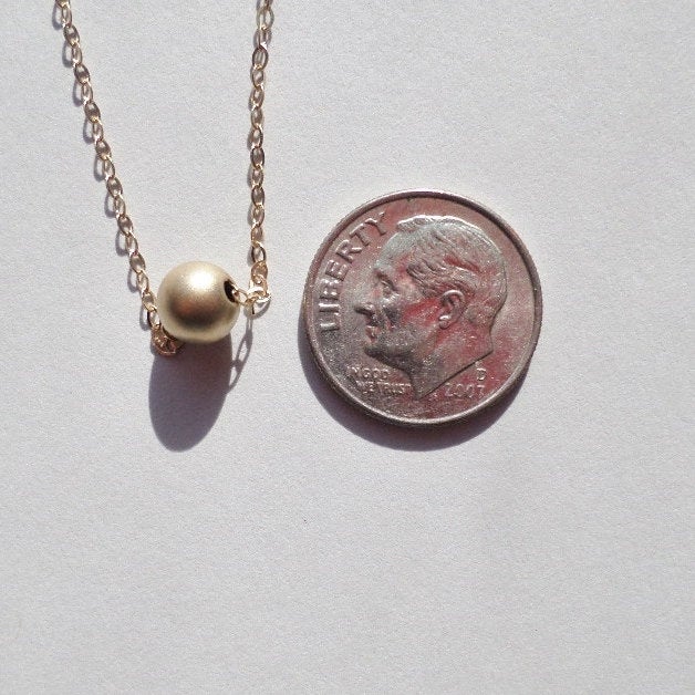 Tiny Gold Necklace - Round Gold Bead Necklace - Seamless Gold Bead Necklace - Smooth Gold Bead Necklace - Mothers Day Gift - Christmas Gift