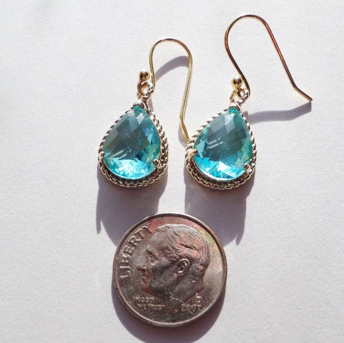 Aquamarine and Gold Earrings