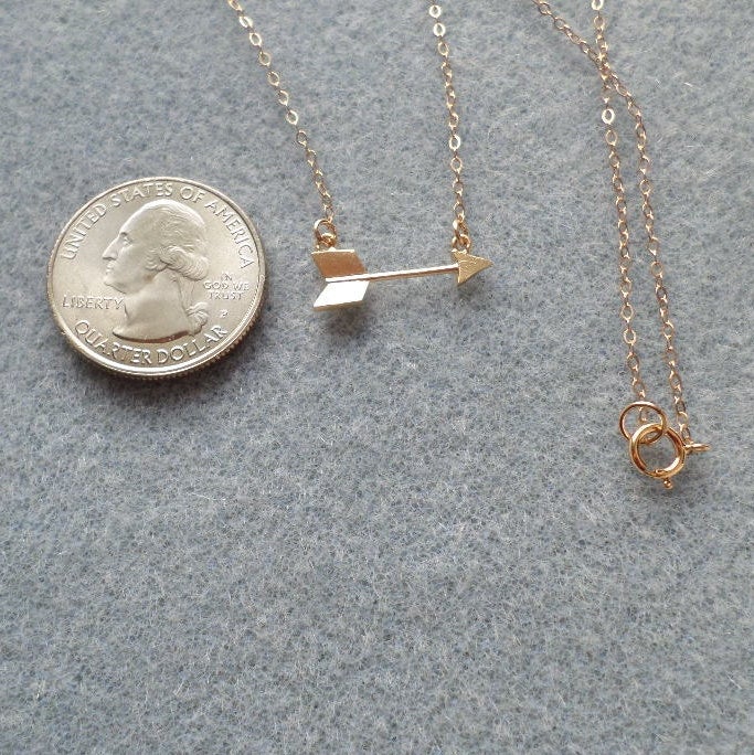 Arrow Necklace - Gold Arrow Necklace - Tiny Gold Arrow Necklace- Sideways Gold Arrow - Gold Necklace - Layering Necklace - Christmas Gift