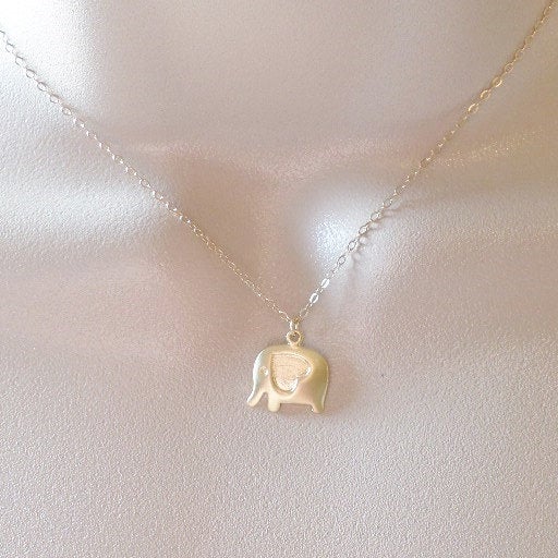 Fat Gold Elephant Necklace - Tiny Elephant Necklace - Tiny Gold elephant Necklace - Bridal Gifts - Christmas Gifts