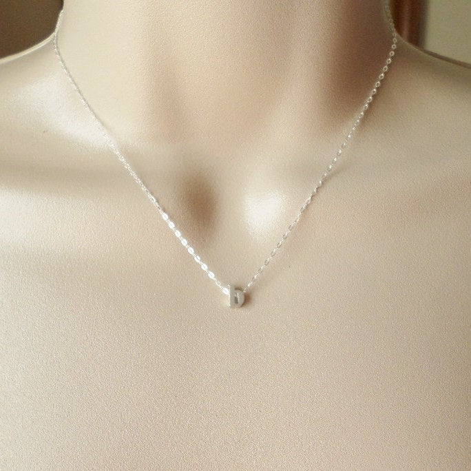 Initial Necklace, Lowercase Initial Necklace, Tiny Silver Initial Necklace, Personalized Jewelry, Monogram Necklace, Sterling Silver