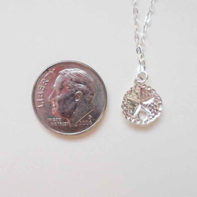 Silver Sand Dollar Necklace - Tiny Sand Dollar Necklace - Sterling Silver Necklace - Nautical Jewelry - Nautical Necklace - Christmas Gift