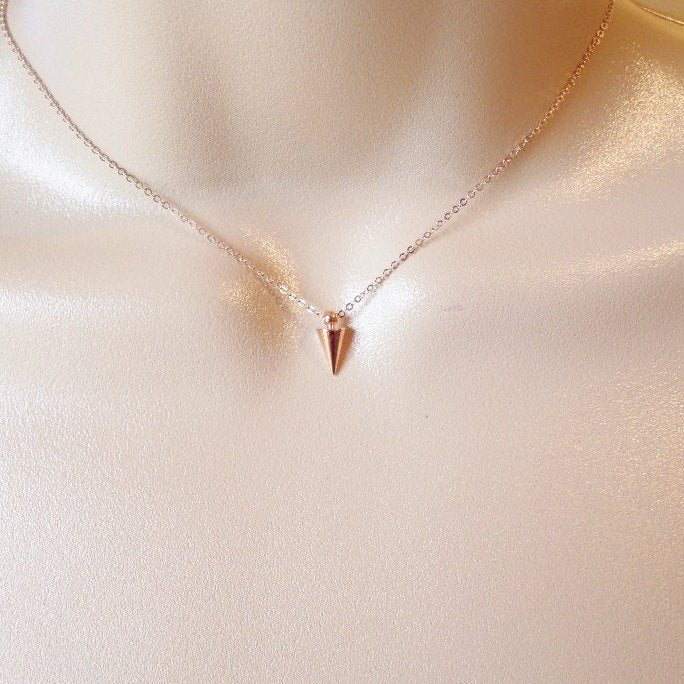 Tiny Stud Necklace - Rose Gold Stud Necklace - Tiny Rose Gold Necklace - Tiny Necklace - Rose Gold Jewelry - Wedding - Mothers Day Gift
