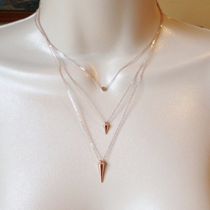 Tiny Stud Necklace - Rose Gold Stud Necklace - Tiny Rose Gold Necklace - Tiny Necklace - Rose Gold Jewelry - Wedding - Mothers Day Gift