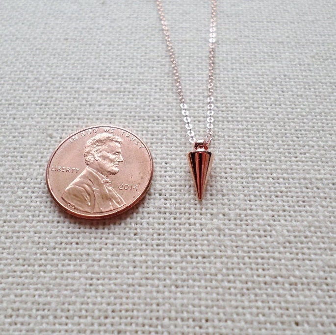 Tiny Stud Necklace - Rose Gold Stud Necklace - Tiny Rose Gold Necklace - Tiny Necklace - Rose Gold Jewelry - Wedding - Mothers Day Gift