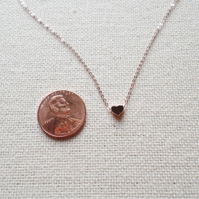 Rose Gold Heart Necklace - Teenie Tiny Rose Gold Heart Necklace, Rose Gold Necklace, Bridal, Heart Necklace, Weddings, Layering Necklaces