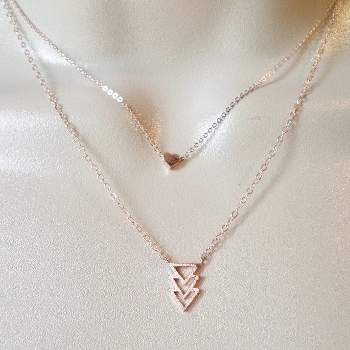 Chevron Necklace, triangle Necklace, Rose Gold necklace, rose gold, geometric jewelry, celebrity necklace, bridesmaid gift, mothers day gift