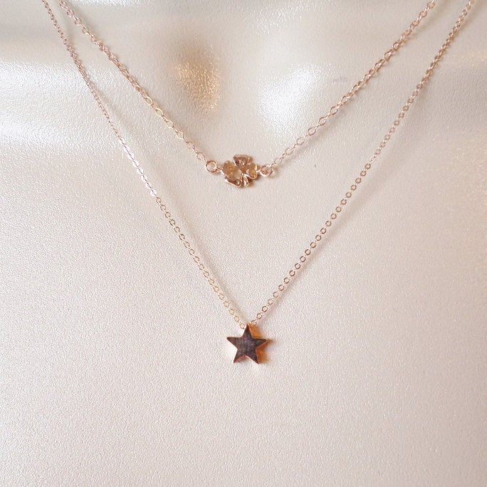 Rose Gold Star Necklace, Tiny Rose Gold Star Necklace, Pink Gold Necklace, Star Necklace, Rose Gold Necklace, Layering Necklace, Bridal