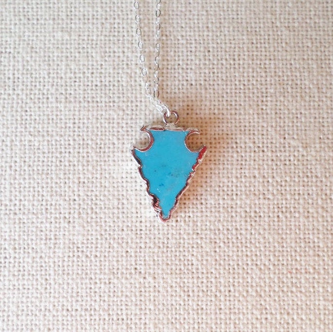 Turquoise Arrowhead Necklace, Sterling Silver Necklace, Arrowhead, Silver Arrowhead, Magnesite Turquoise, Bridesmaid Gift, Christmas Gift