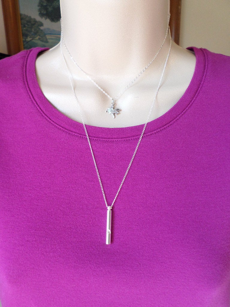 Whistle Necklace - Silver Whistle Necklace - Layering Necklace - Safety Necklace - Sterling Silver Jewelry - .925 Sterling - Christmas Gift