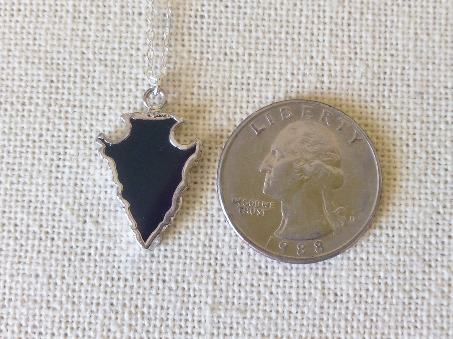 Arrowhead Necklace, Black Onyx Necklace, Sterling Silver Necklace, Silver Arrowhead, Bridesmaid Gift, Christmas Gift, Stocking Stuffer