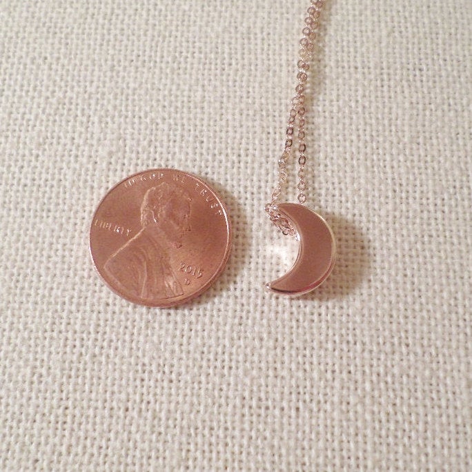 Moon Necklace, Crescent Moon Necklace, Rose Gold Moon Necklace, Tiny Necklace, Pink Gold Necklace, Rose Gold Necklace, Layering Necklace