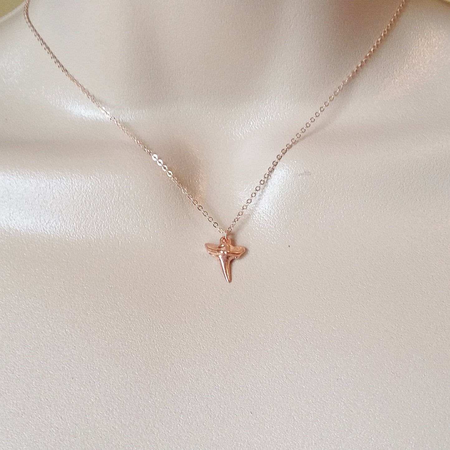 Shark Tooth Necklace, Rose Gold Shark Tooth Necklace, Layered Necklaces, Layering Necklace, Nautical Necklace, Nautical Jewelry, Rose Gold