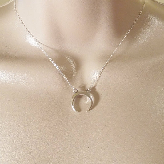 Horn Necklace, Crescent Moon Necklace, Sterling Silver Moon Necklace, Silver Moon Necklace, Sterling Silver Celtic Moon Necklace, Gift Ideas