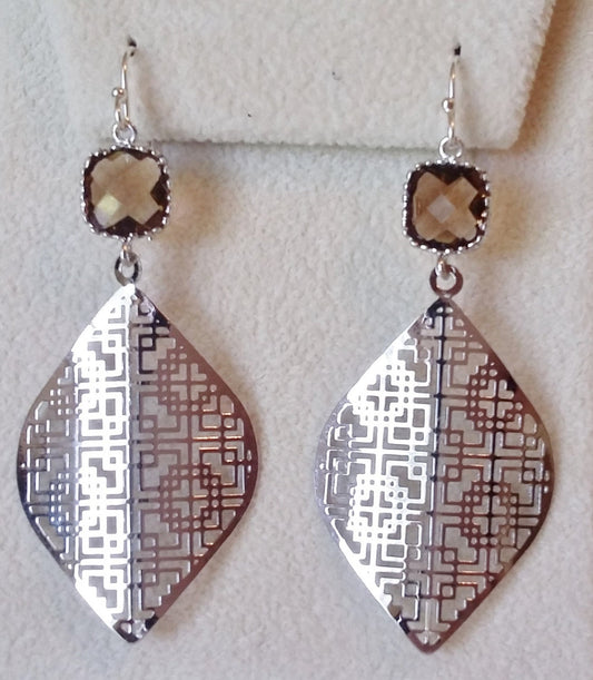 Smokey Quartz and Silver Chandelier Earrings - Brown Earrings - Silver Earrings - Birthday Gift - Mothers Day - Valentines Day