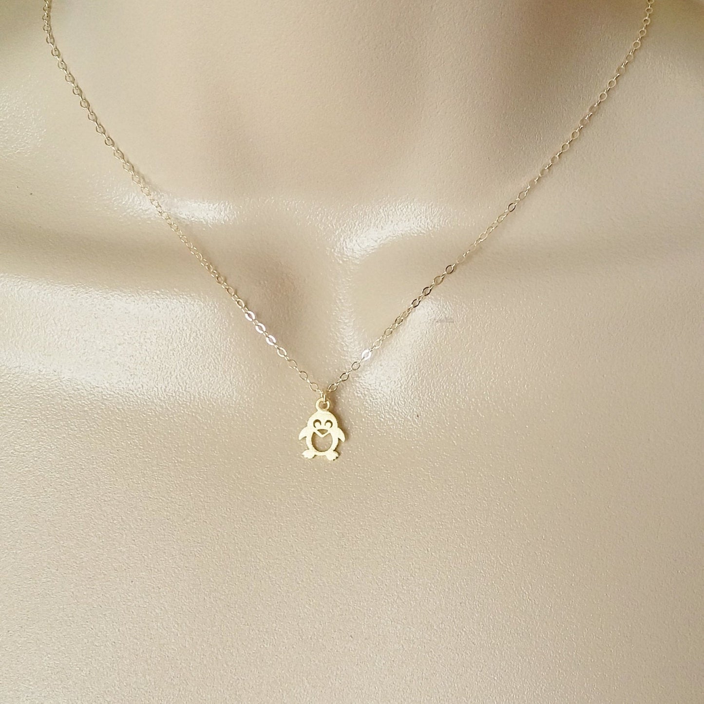 Penguin Necklace, Gold Penguin Necklace, Tiny Penguin Necklace, Gold Filled Necklace, Tiny Necklace, Gift Ideas for Her, Christmas Gift Idea