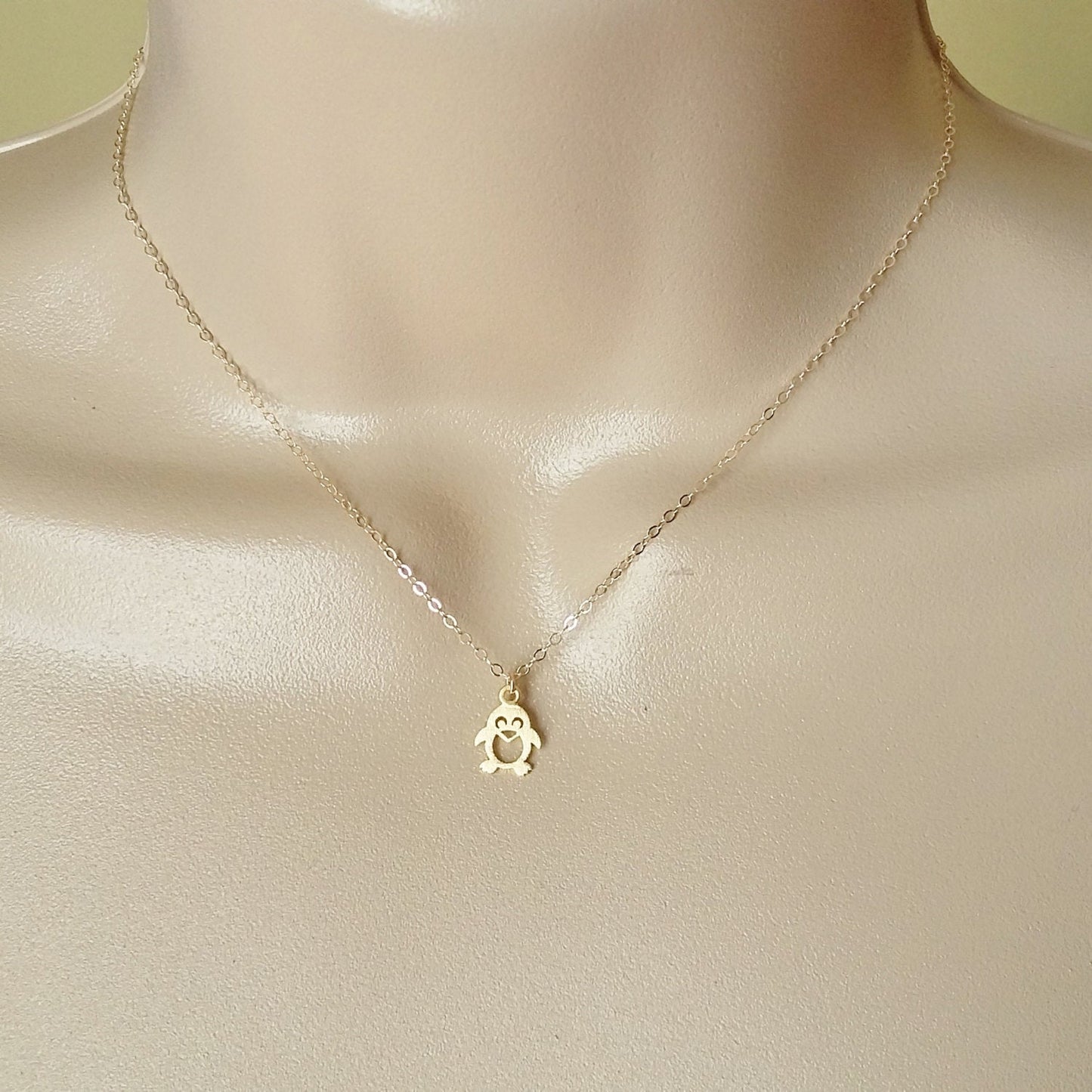 Penguin Necklace, Gold Penguin Necklace, Tiny Penguin Necklace, Gold Filled Necklace, Tiny Necklace, Gift Ideas for Her, Christmas Gift Idea