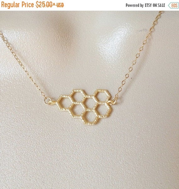 Gold Honeycomb Necklace - Gold Necklace - Geometric Necklace - Necklace - Honeycomb Necklace - Bridal Gifts - Christmas Gifts - Dainty