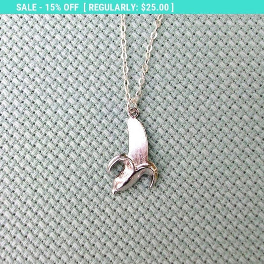 Silver Banana Necklace - Tiny Silver Banana Necklace, Sterling Silver Necklace, Christmas Gift,