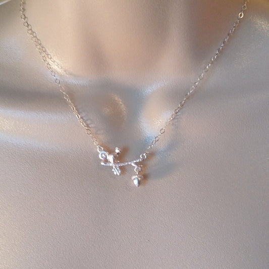 Silver Squirrel Necklace - Squirrel Chasing Acorn Necklace - Bridal Gifts - Fall Jewelry - Wildlife - Christmas Gift - Mothers Day Gift