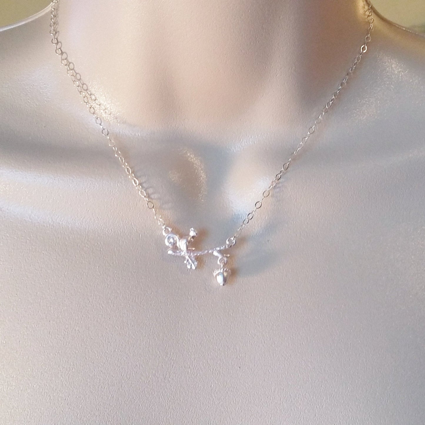 Silver Squirrel Necklace - Squirrel Chasing Acorn Necklace - Bridal Gifts - Fall Jewelry - Wildlife - Christmas Gift - Mothers Day Gift