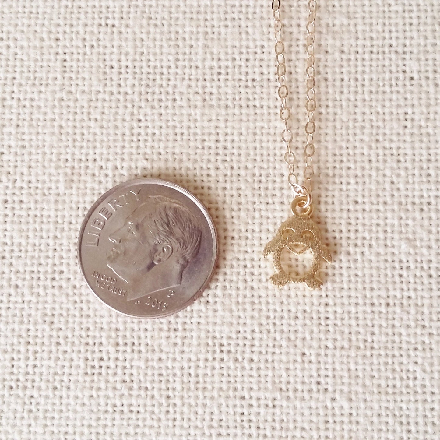 Penguin Necklace, Gold Penguin Necklace, Tiny Penguin Necklace, Gold Filled Necklace, Tiny Necklace, Gift Ideas for Her, Christmas Gift Idea