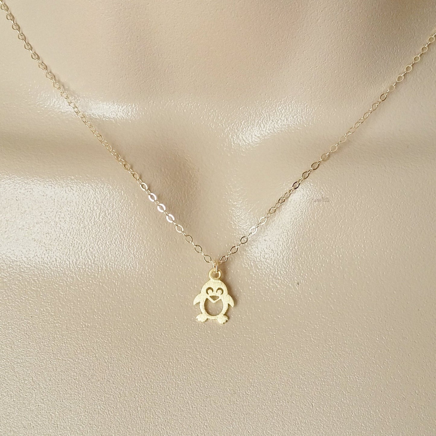 Penguin Necklace, Gold Penguin Necklace, Tiny Penguin Necklace, Gold Filled Necklace, Tiny Necklace, Gift Ideas for Her, Christmas Gift Idea