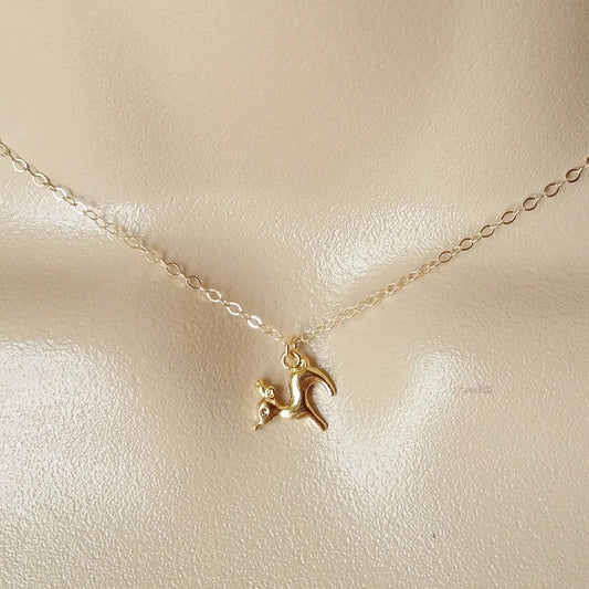 Deer Necklace - Gold Deer Necklace - Tiny Deer Necklace - Tiny Gold Deer Necklace - Bridal Gifts - Christmas Gifts - Animal Jewelry