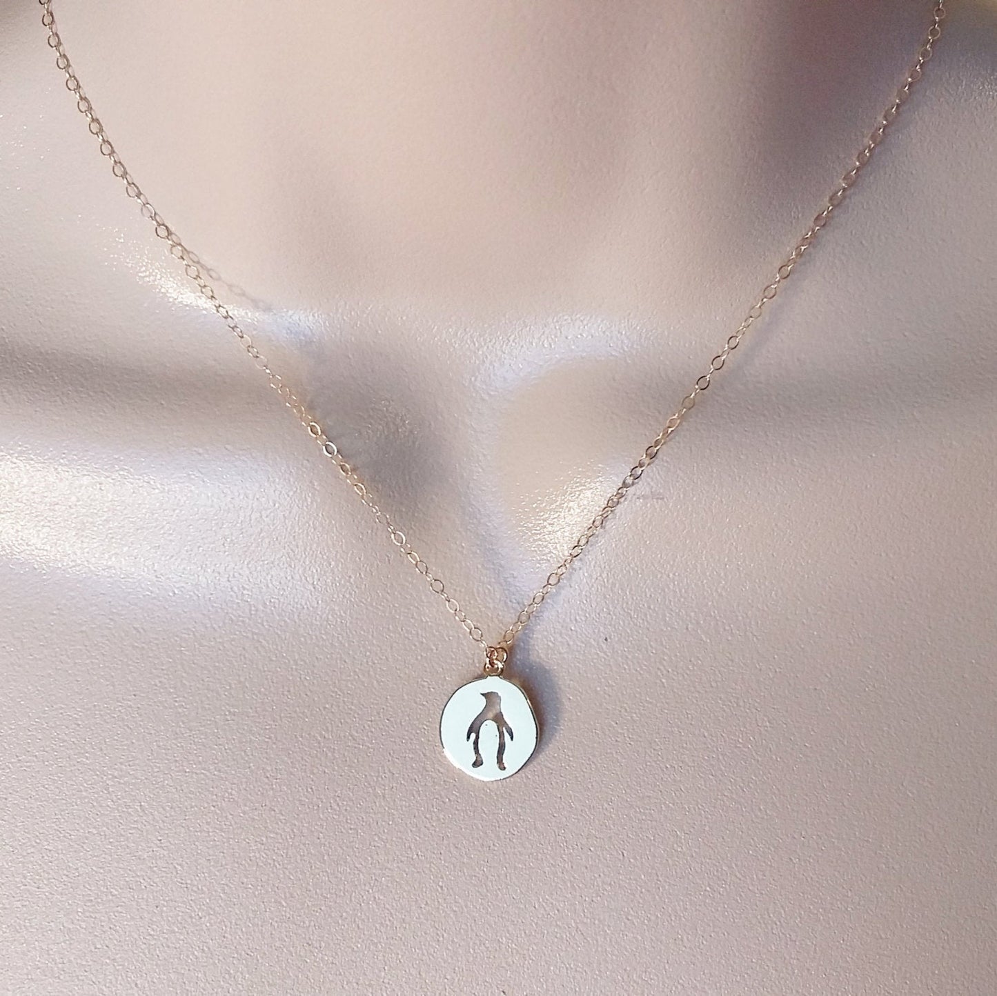 Penguin Necklace, Gold Penguin Necklace, Nautical Necklace, Gold Filled Necklace, Tiny Necklace, Gift Ideas for Her, Christmas Gift Idea