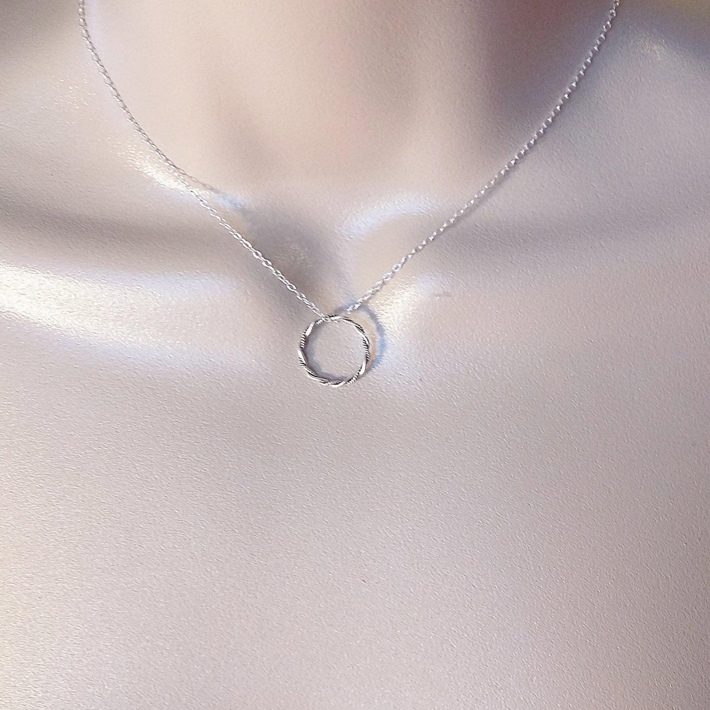 Eternity Necklace - Silver Eternity Circle Necklace, Sterling Silver Necklace, Valentines Day, bridesmaid gifts, weddings, grey,silver,whit