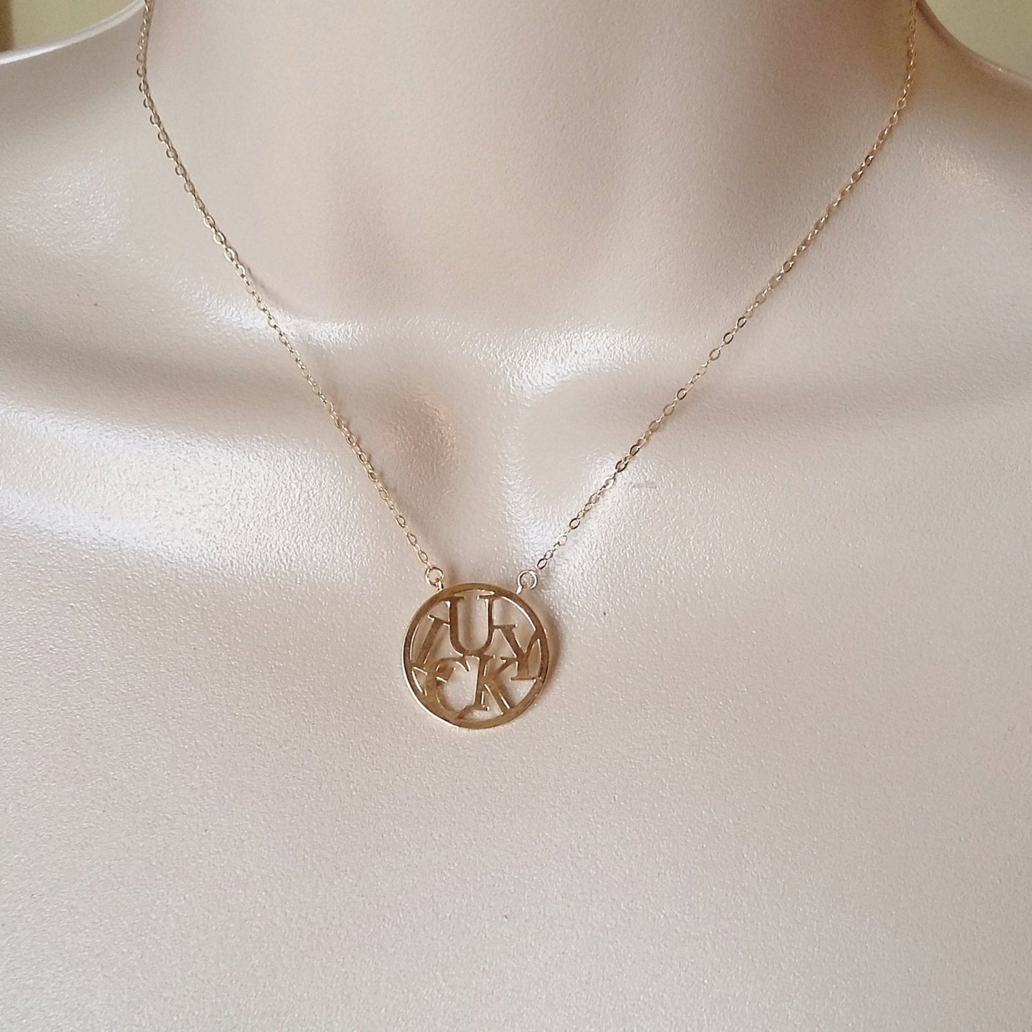 Gold Lucky Necklace - Gold Lucky Word Necklace - Gold Filled Lucky Necklace - Small Lucky Pendant Necklace - Christmas Gift - Gifts for Her