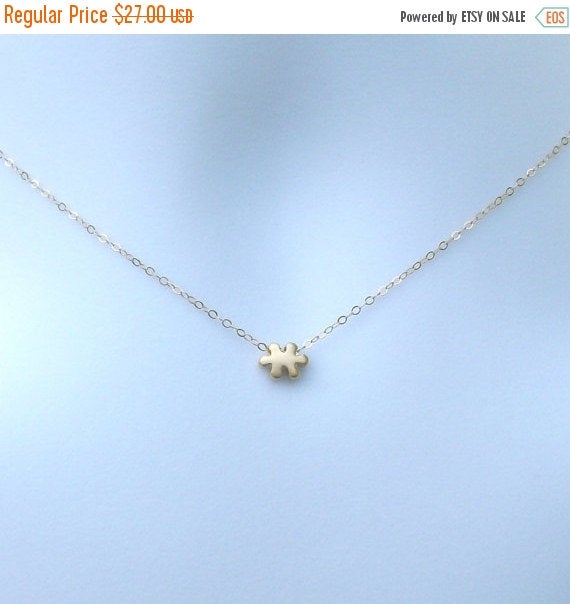 Gold Puzzle Piece Necklace - Tiny Gold Puzzle Piece Necklace, Gold Filled Necklace, bridesmaid gifts, gold, yellow, Wedding, Christmas Gift